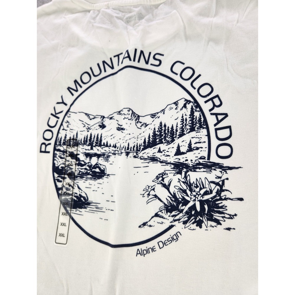 NWT Nice Quality Alpine Design‎ Colorado Rocky Mountains T-shirt XXL Off-white